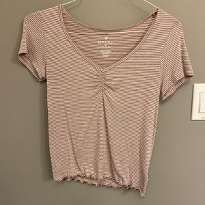 American Eagle Soft & Sexy Tee Pink White Stripes